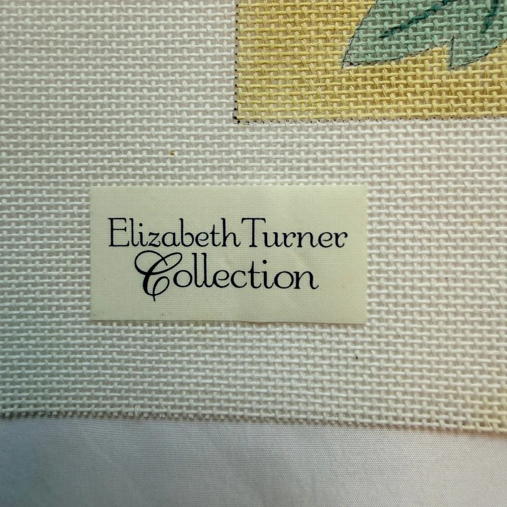 Vintage Elizabeth Turner Floral Vase Hand Painted Needlepoint Canvas C-160 1980s